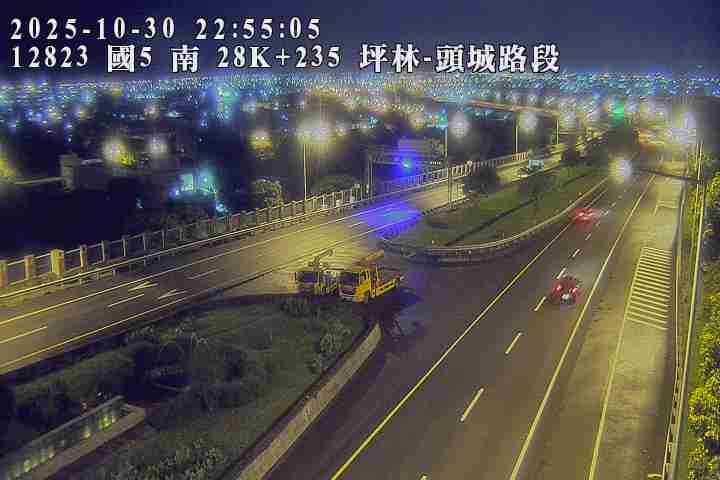國道5號 南下 28K+235 坪林交控交流道到頭城交流道 距離2.7公里 氣溫19.9度